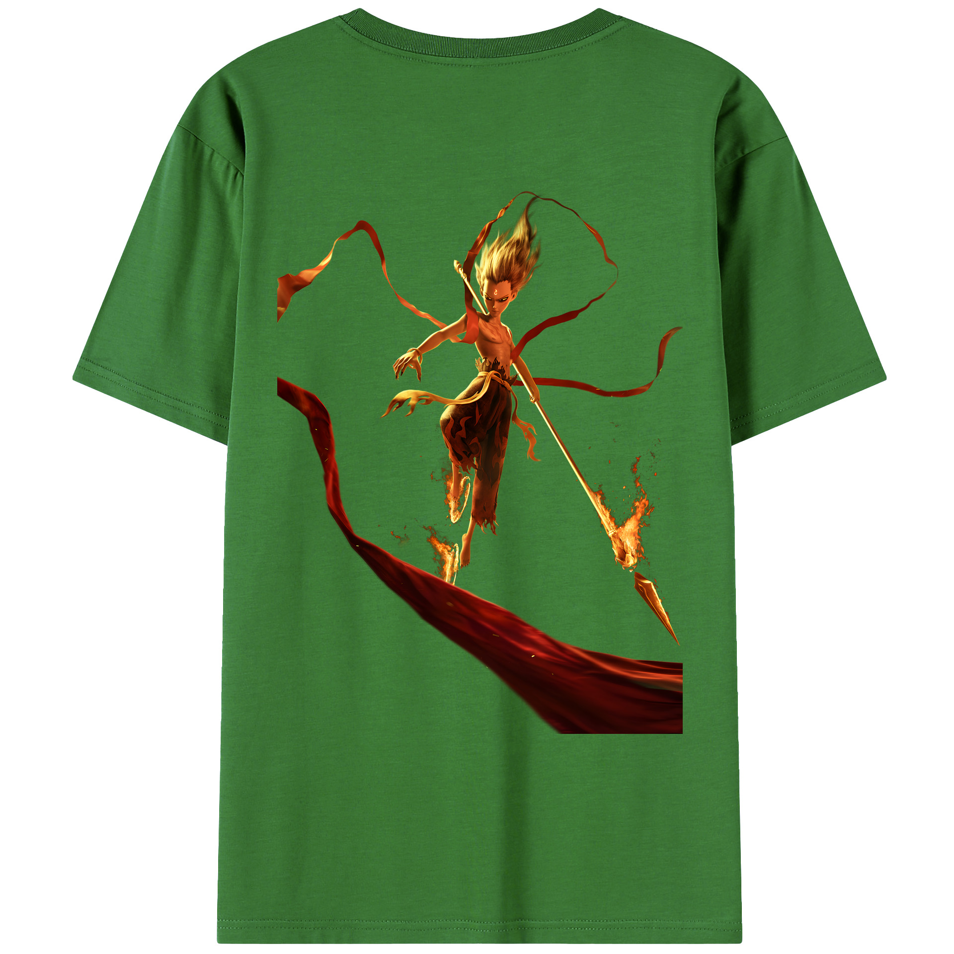 （画像用） Ne Zha 2 ナタ 魔童の大暴れ レディース半袖Tシャツ(バックプリント)